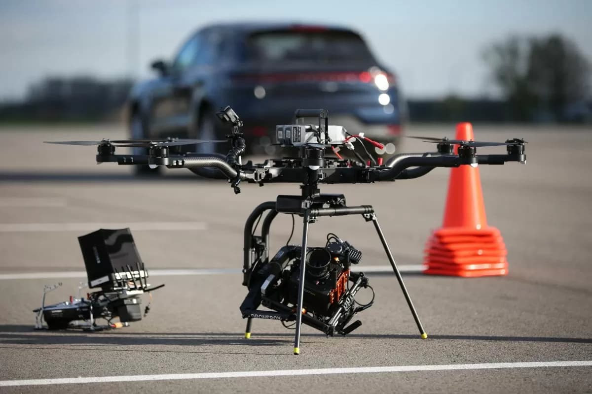 A DJI Ronin 4D cinema camera on a professional film set.