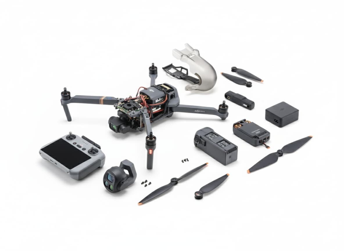 A technician carefully repairing a drone on a workbench.